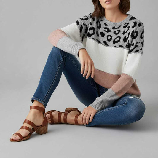 Cheyenne Sweater | Women's Panther Print Winter Knitwear