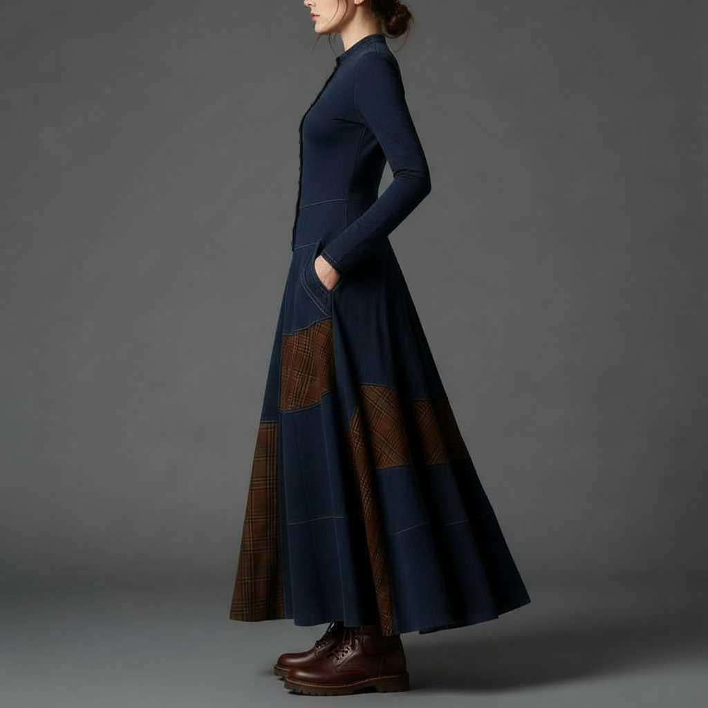 Fringilla Vintage Plaid Maxi Dress | Women's Formal Dresses